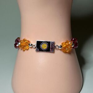 El Sol 925 Sterling Silver Stretch Bracelet with Crystal Beads